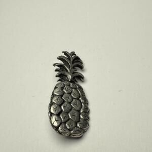 Metzke Pineapple Fruit Brooch Pin Pewter Tone Signed